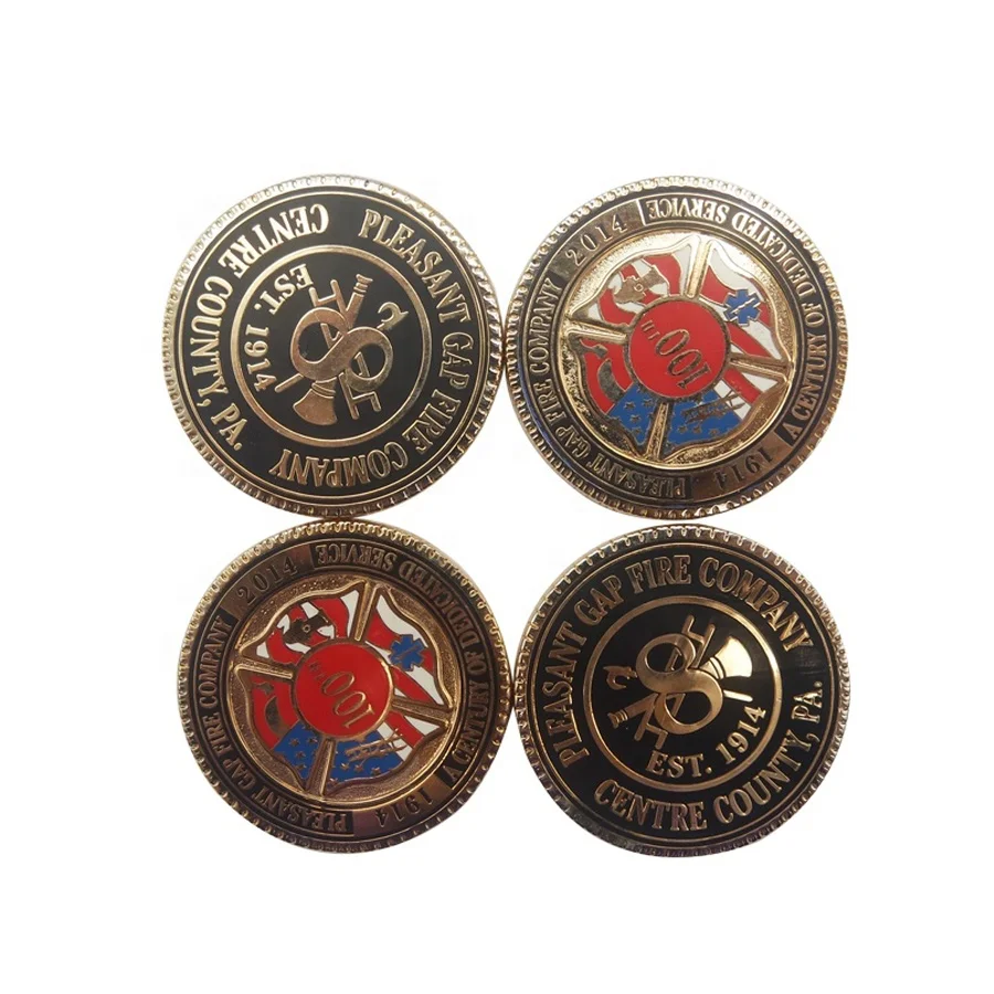 Custom made plating in gold metal coins soft enamel coins