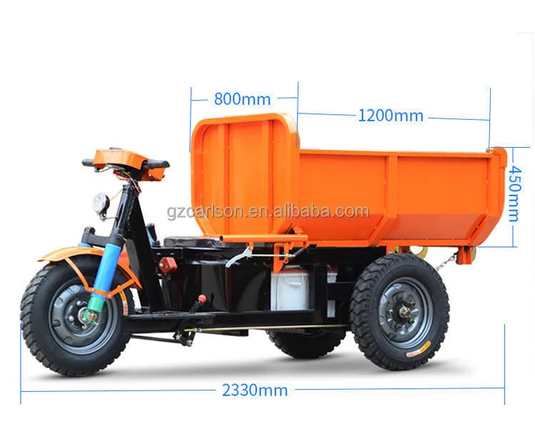 Vehicle mounted electric tricycle Electric tricycles for transporting construction materials on construction sites