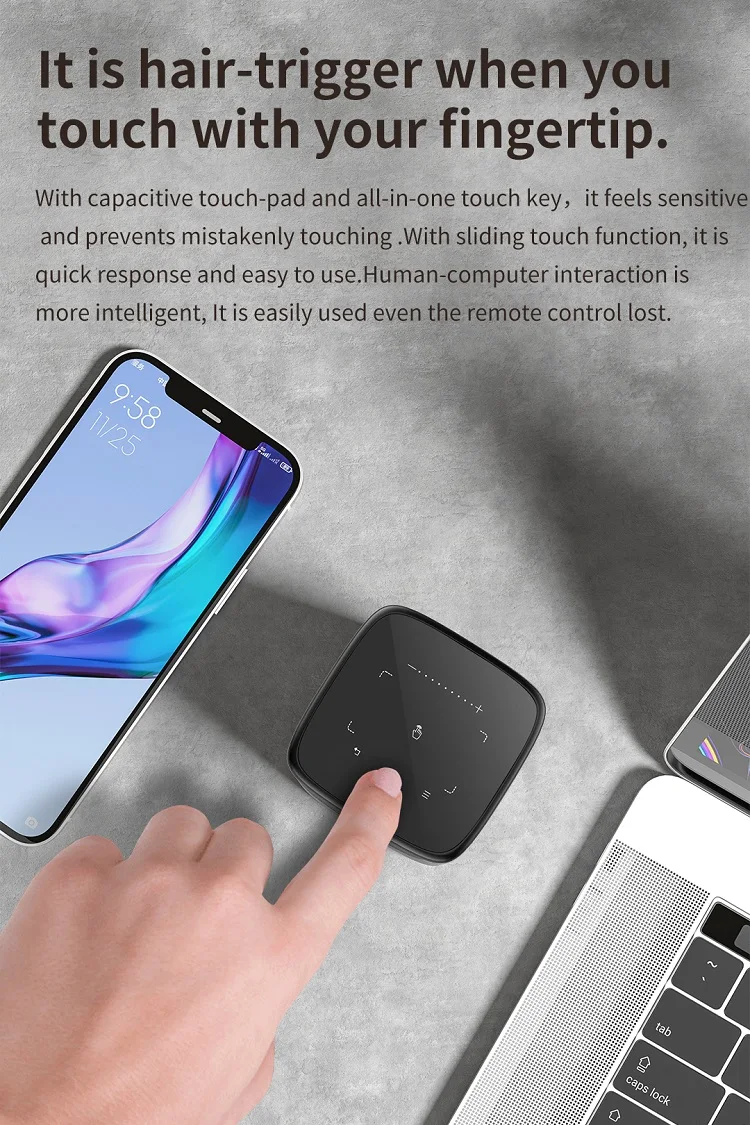 smart mini Portable Proyector 280 ANSI Lumens 2.4+5G Dual-band Wi-Fi  BT5  DLP 3D Hologram Projectors 4K Built-in battery