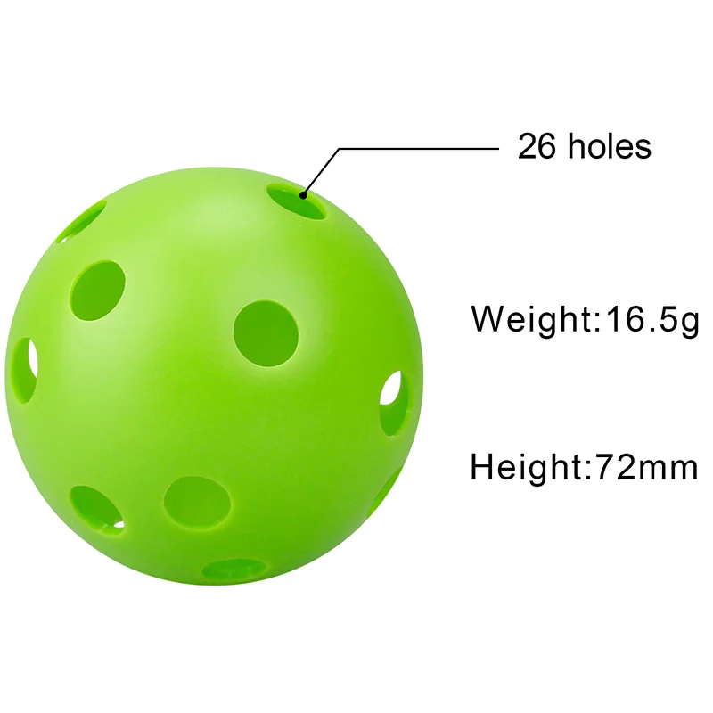 72mm custom pickleball ball Hight Elasticity Hard Plastic Training Practice 26 Holes Indoor Pickleball Balls