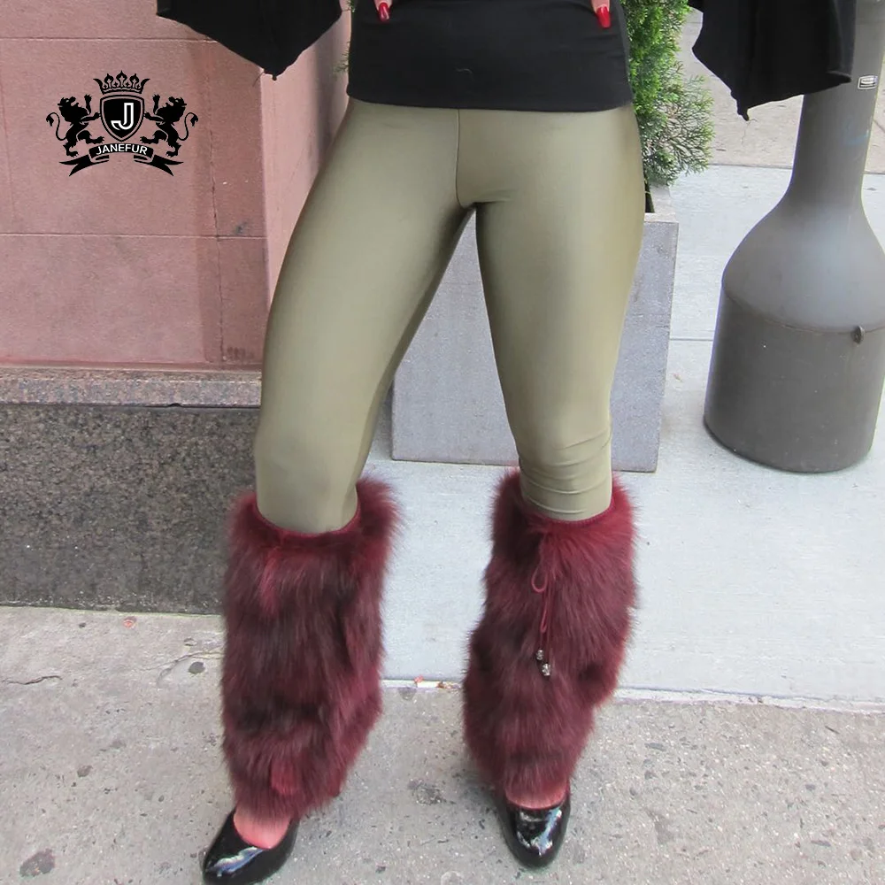 
Purple Designer Style Real Mongolian Lamb Fur Leg Warmers 