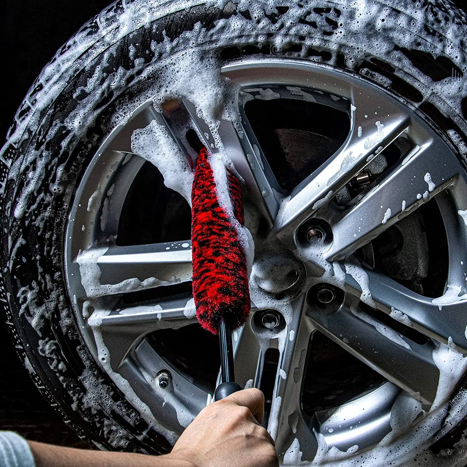 The Car Washing Brush Cleaning Industrial Microfiber Extended Reach Handle Wheel Rim Cleaning Brushes