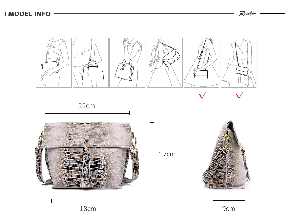 2022 REALER Dropshipping women Shoulder Crossbody Bags Ladies Totes Hand bags custom Hobos bags Genuine Leather handbags