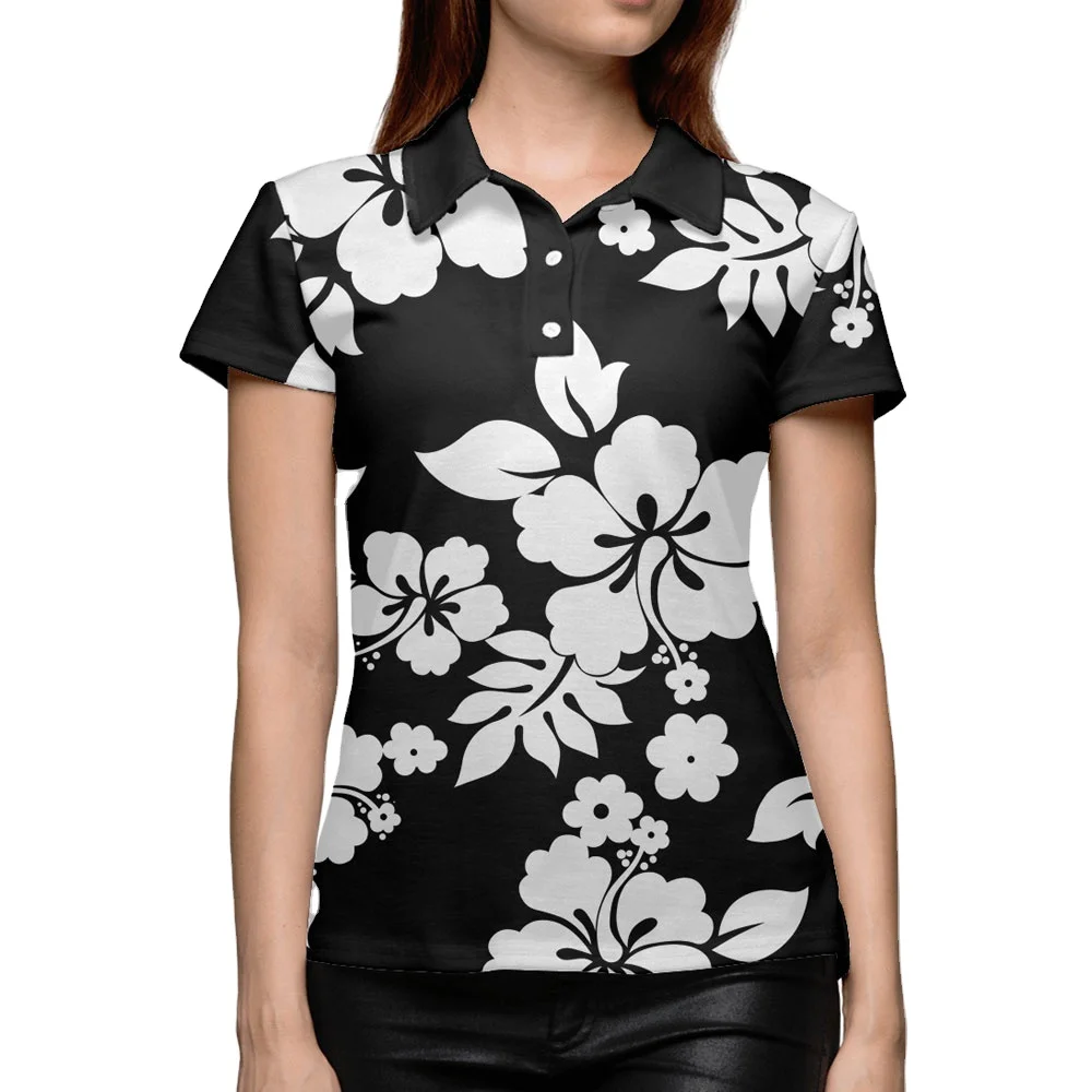women short sleeve flora polo shirt