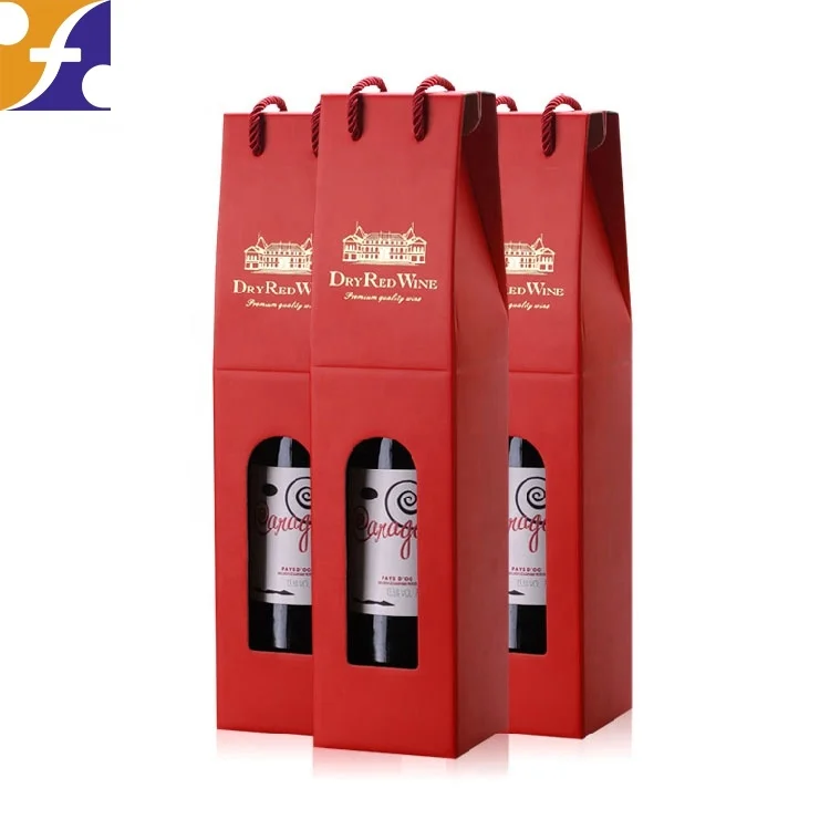 wine bags custom foldable box logo for champagne vodka whisky wine glass single bottle wine box packaging