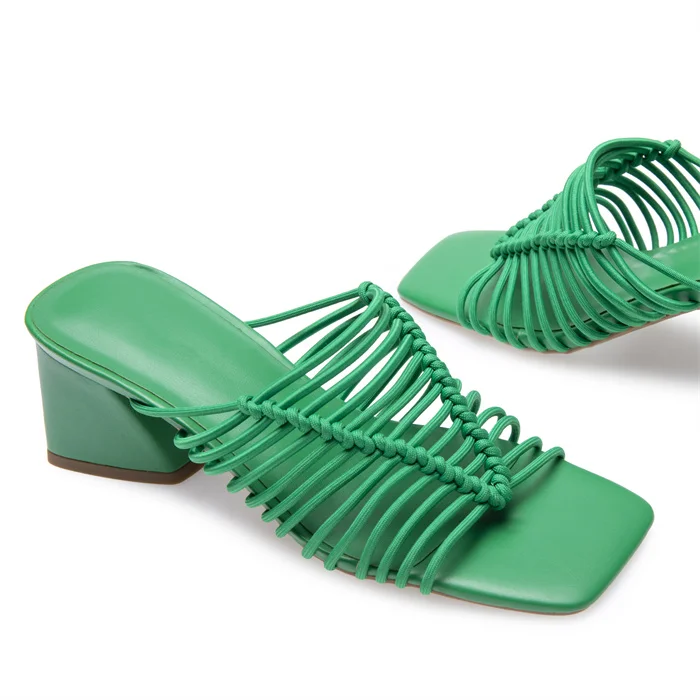 Comfort Freshness Office High Heeled Shoes Weaved Womens Shoes Summer Fashion Slippers