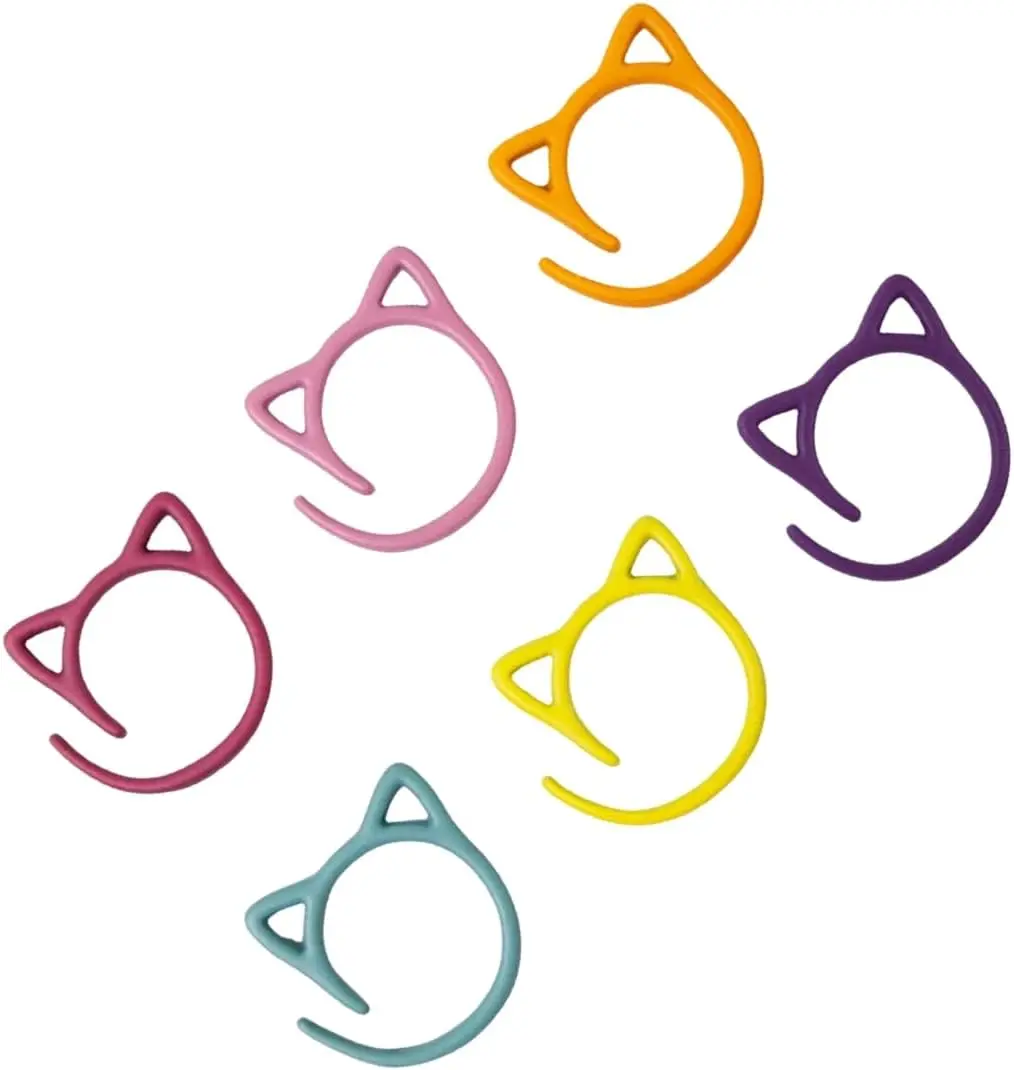 Metal Cats Shaped Crochet Knitting Stitch Markers Ring Locking Stitching Markers Rings for Crocheting Knitting Weaving Project