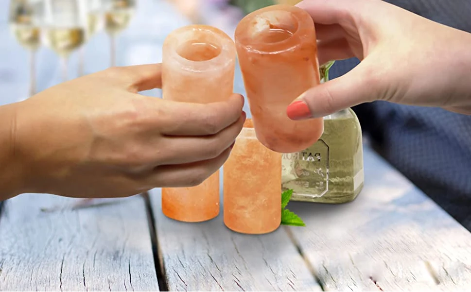 Pink Salt Glasses Add Light Flavor to Food Cooking Accessory Himalayan Salt Shot Glass Natural Hand Carved from 100 Cylinder PK
