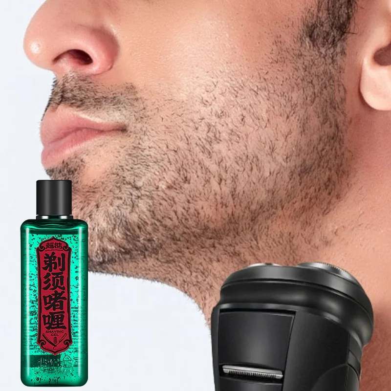 Refreshing shaving gel moisturizes and softens facial hair
