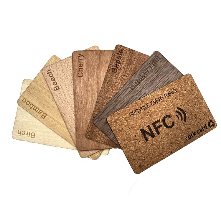 125KHz 13.56MHz wood rfid hotel key card NFC wooden digital business card