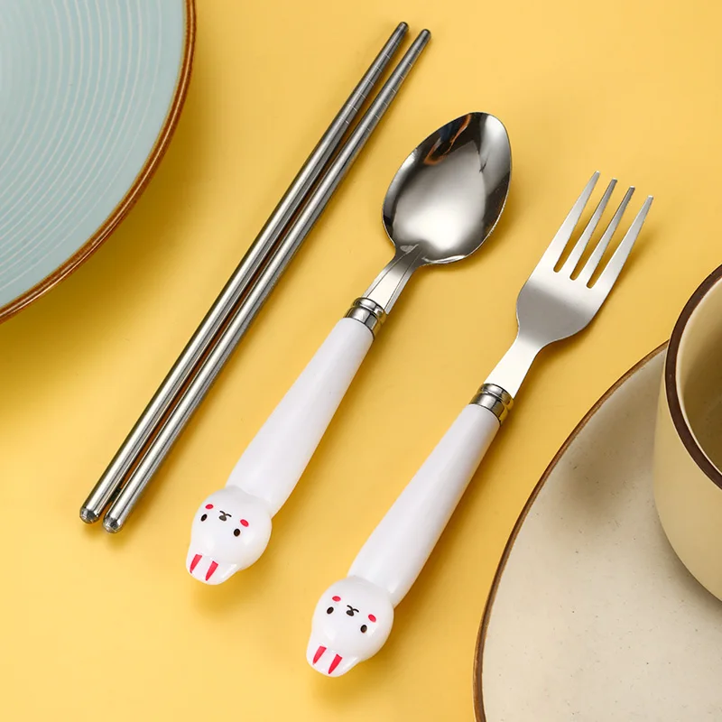 Набор столовых приборов из нержавеющей стали с керамической ручкой