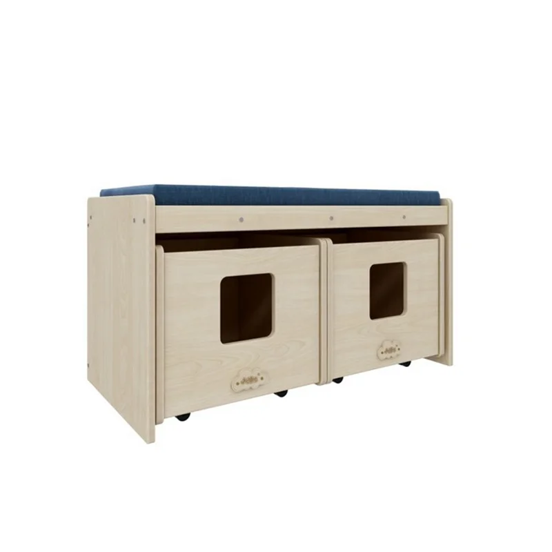 Montessori Daycare Wooden Reading Sofa Cabinet Kids Furniture Set Baby Seating Toy Storage Preschool Kindergarten Classroom