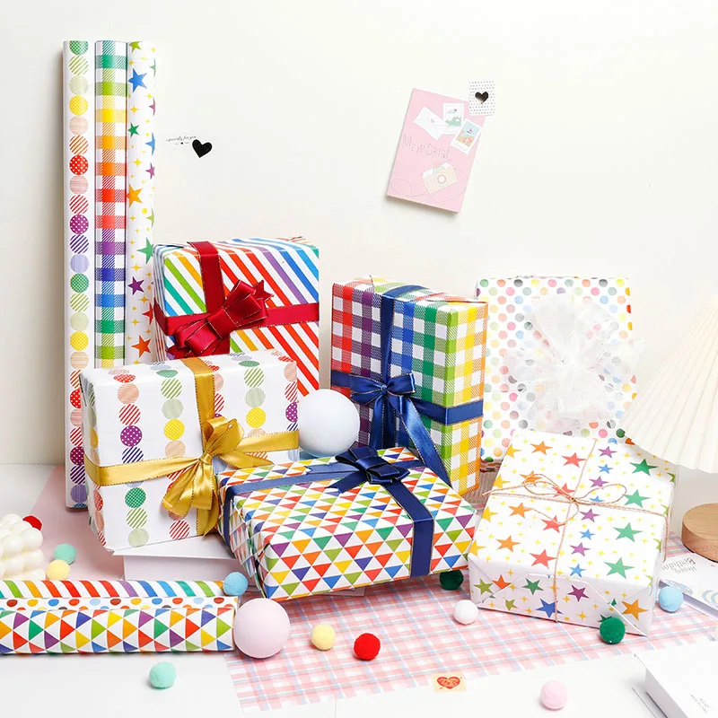 Colorful Simply Wrapping Paper White Sheets Gift Wrapping Paper Factory 6 Pieces A Pack