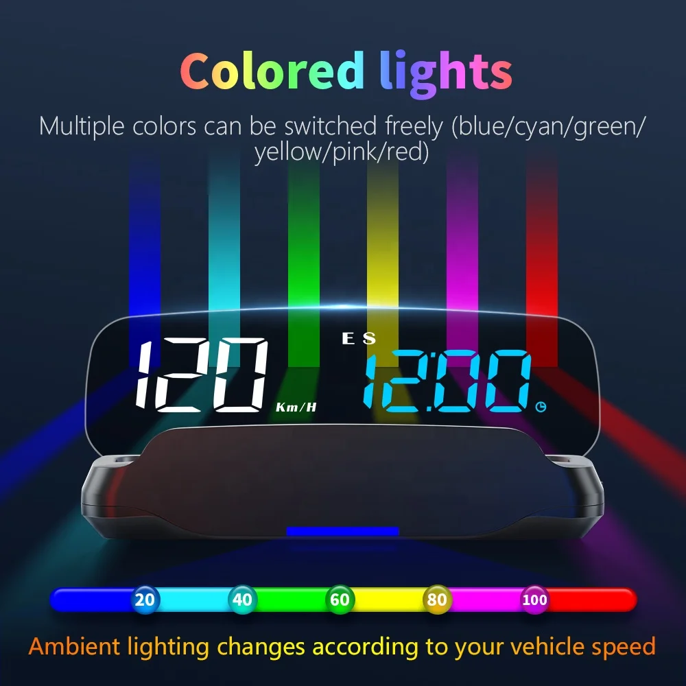 New 100% Car mirror GPS HUD head up display car speed alarm C7 blue LED popular hud display speedometer electronics