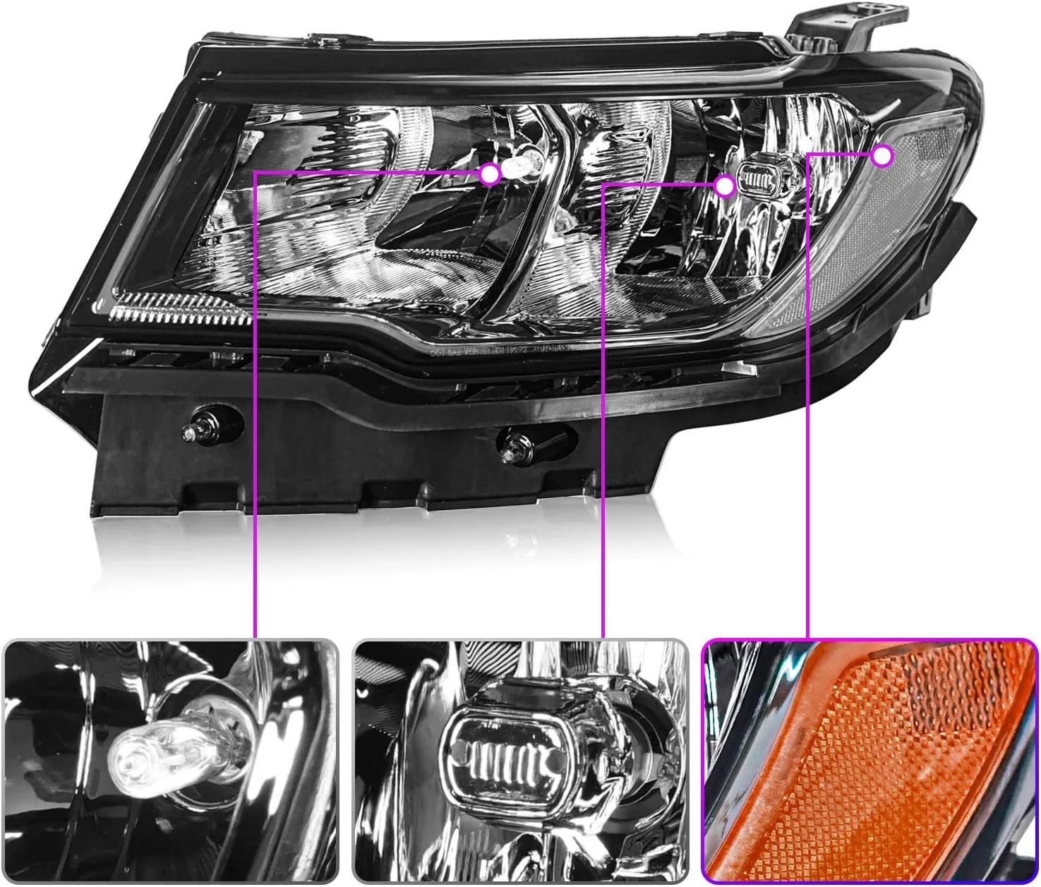 Archaic Factory Price Head Lamp With DRL Headlight for 2017-2021 Jeep Compass OE Style Headlamp Replacement  (Left side)
