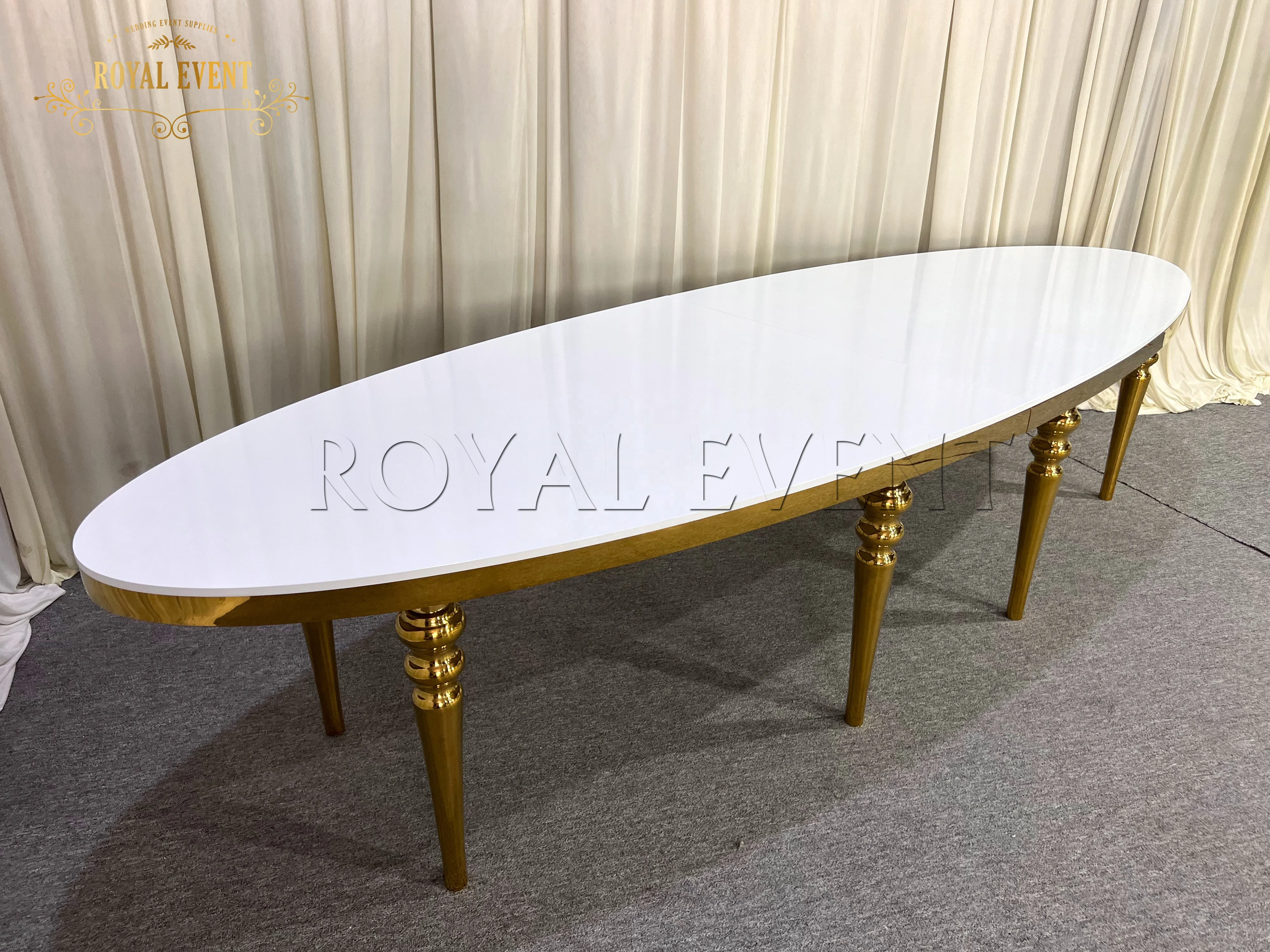 High Quality Oval Stainless Steel Dining Table Sets MDF Event Banquet Table Wedding Table for Hotel Furniture