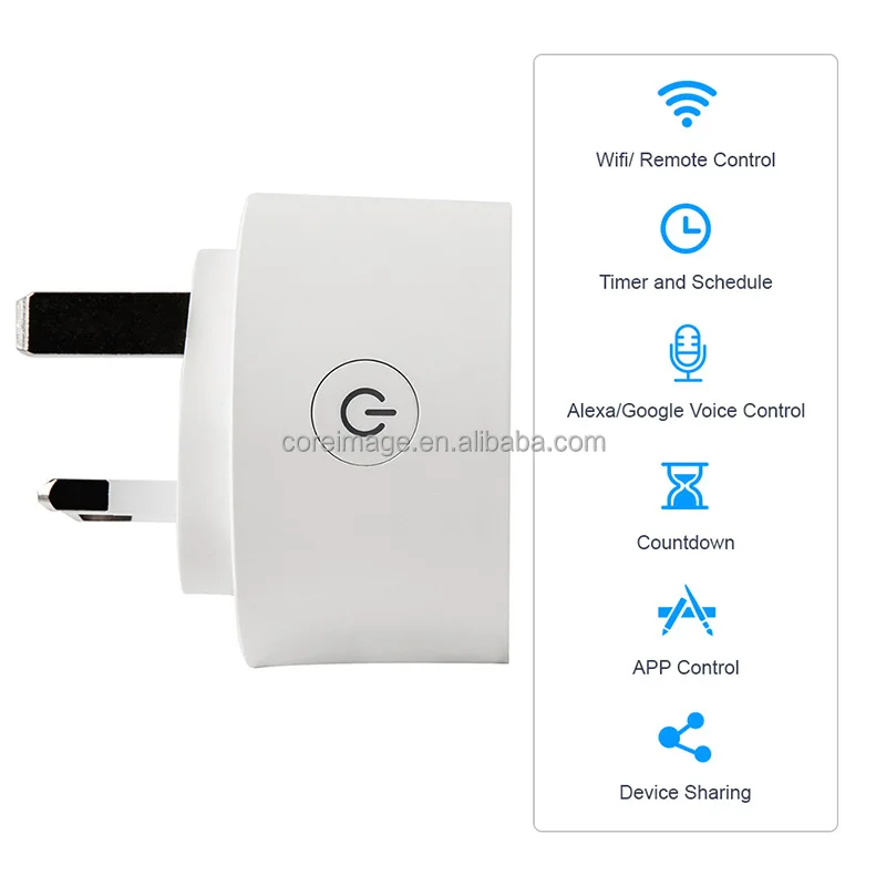 Hot selling tuya smartlife wifi UK 16A smart plug socket with energy monitor app remote and Alexa/google assistant voice control