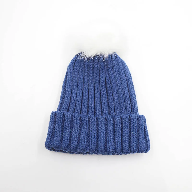 New Fashion Design Super Soft Fur Pom Pom Knitted Cloche Beanie Winter Warm Hat