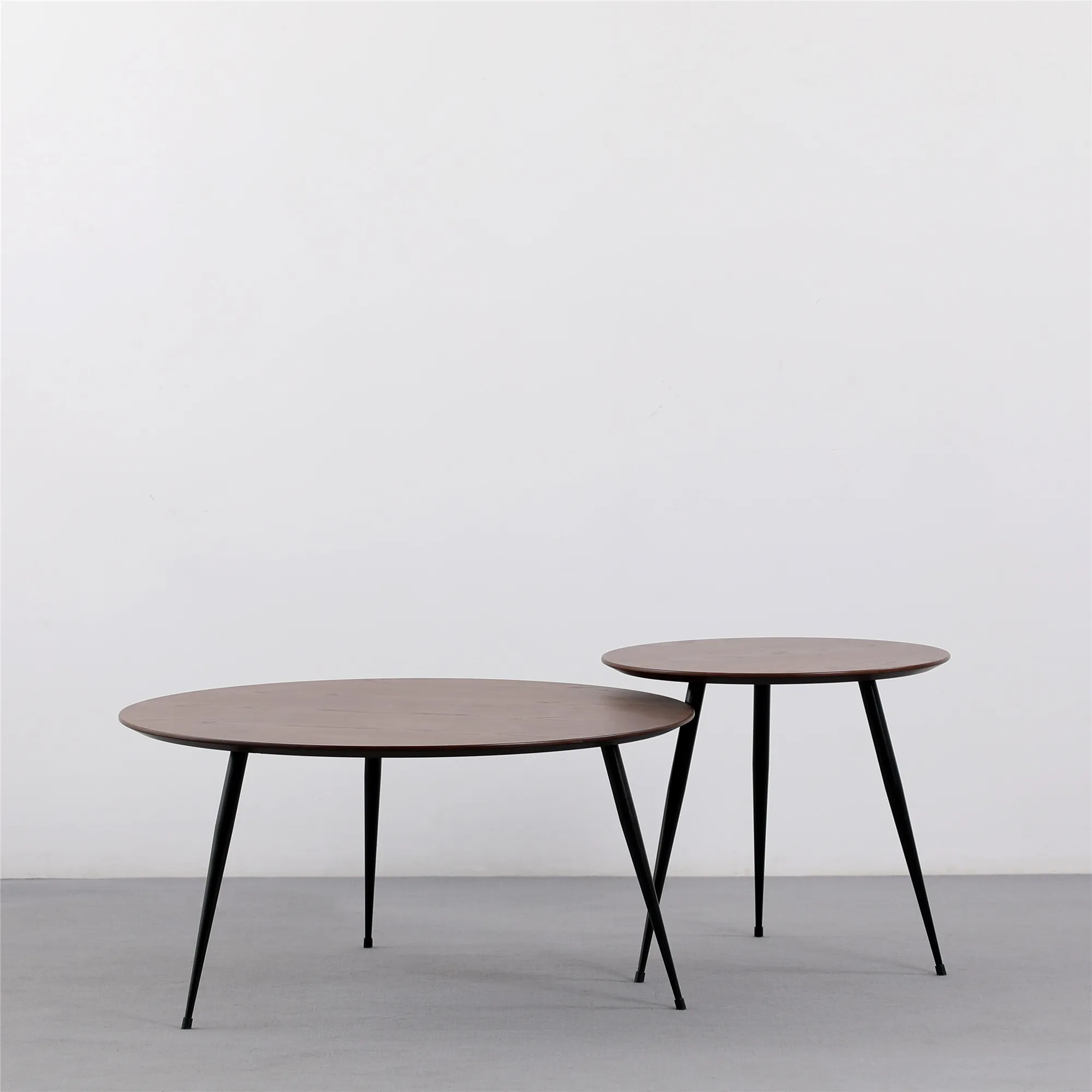 China Manufacturer Bazhou Factory Furniture Modern Nordic Wood Walnut Oval Shape Coffee Table