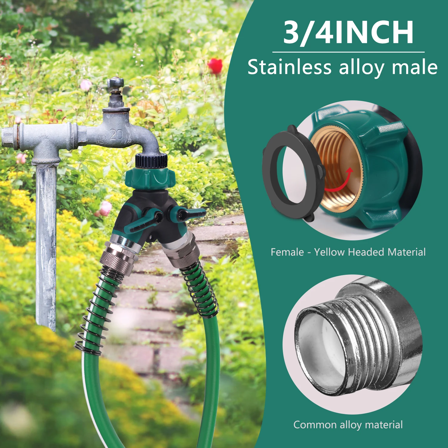 High Quality Outdoor Garden Irrigation System 2-Way ABS Plastic Hose Connector Easy Metal Connection Water Splitter Garden Tools