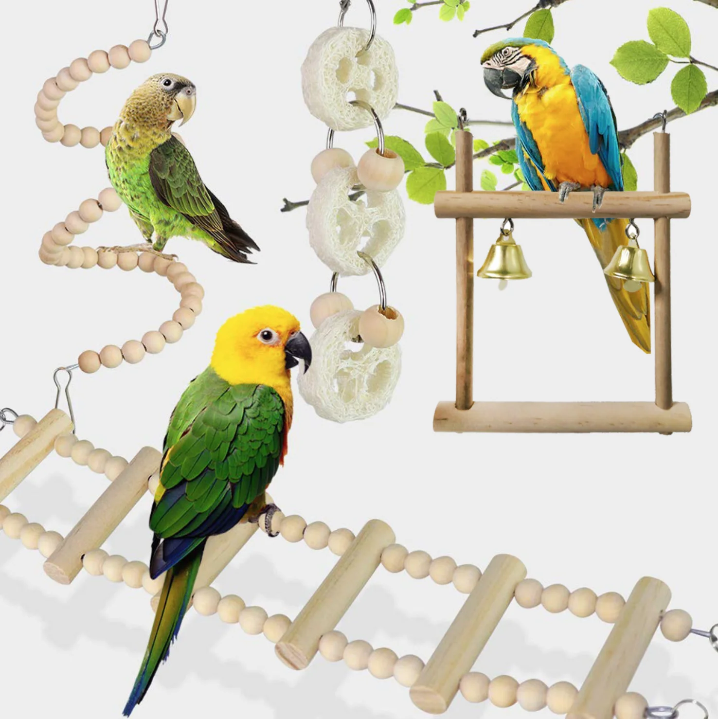 Top Selling Multicolored Wooden Blocks Flying Pet Bird Chew Toy for Angry Bird Toy Parrot Parts