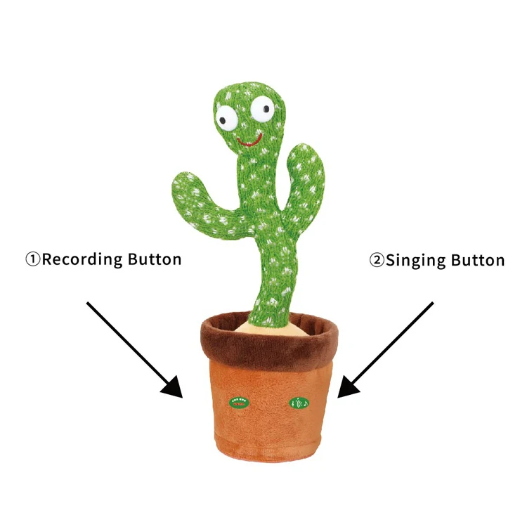 Factory Hot Selling Electric Singing Dancing talking Cactus Toys Recording Plush Toy Singing Dancing Cactus