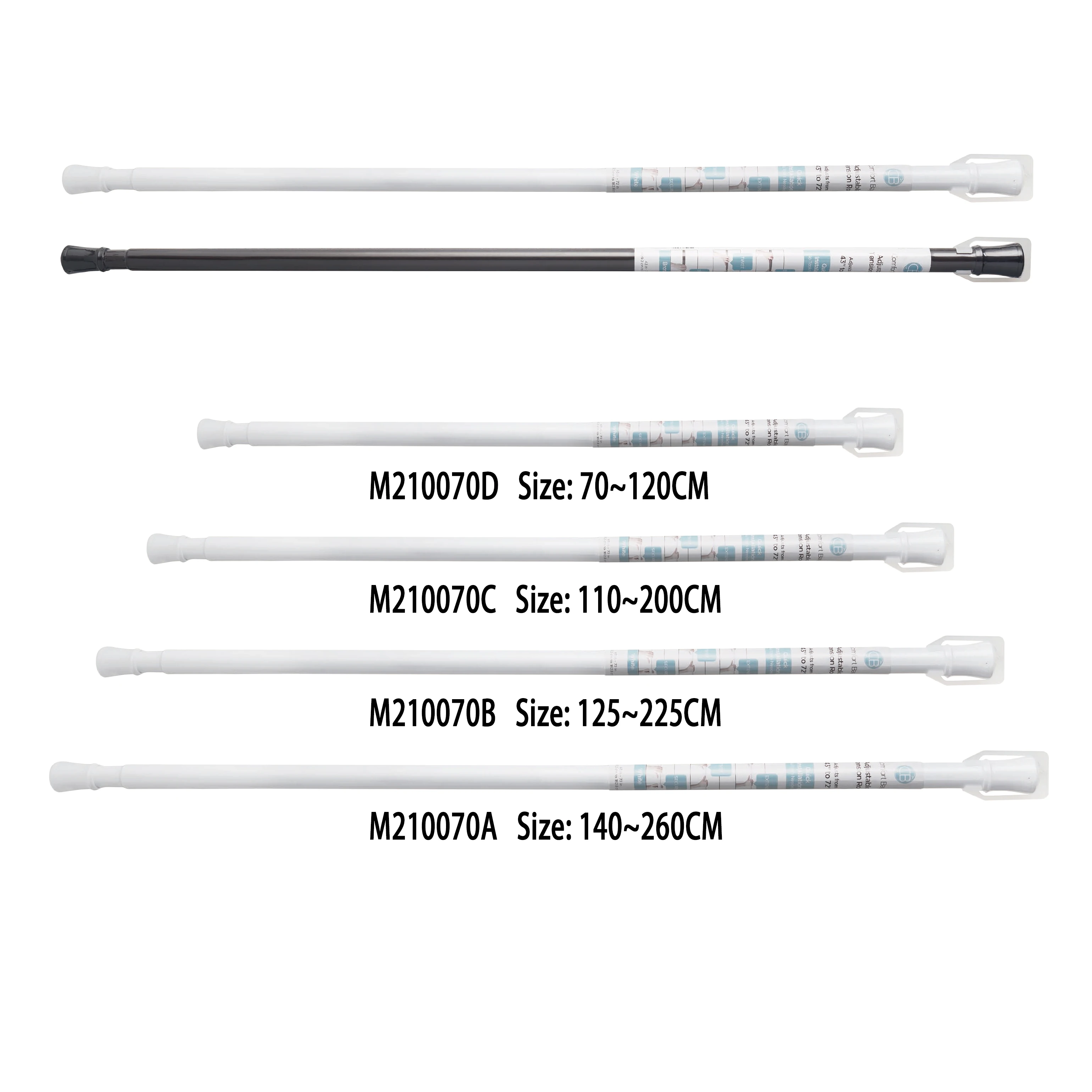 Adjustable Metal Curtain Tension Rod,Shower Extendable Telescopic Poles Rail Hanger Rods