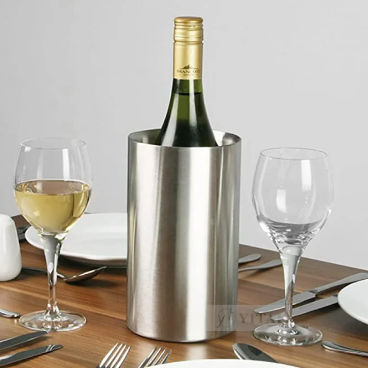 Custom High Quality Stainless Steel Double Wall Insulated Wine And Beer Cooler Ice Bucket