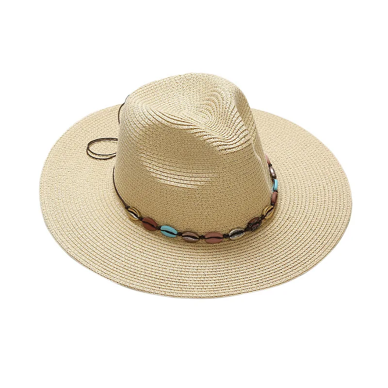 Wholesale beach straw hat large panama paper hat summer sunshade ladies buy high fashion straw travel visor hat