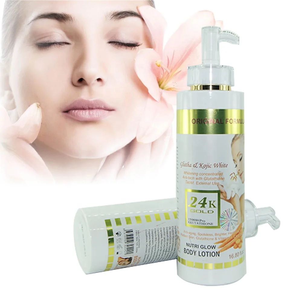 Best 24K Gold Body Whitening Lotion Nutri Glow Carrot Oil Lightening Dark Skin Women Rapid Brightening Conentrated Body Cream