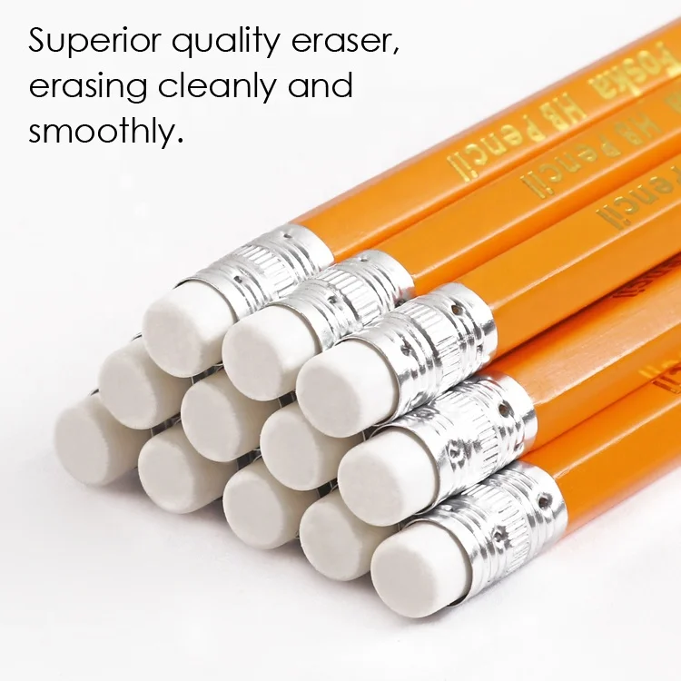 FOSKA Yellow Pencils with White Erasers Pre-sharpened Premium Drawing Sketch Graphite Pencils for Artists & Beginners