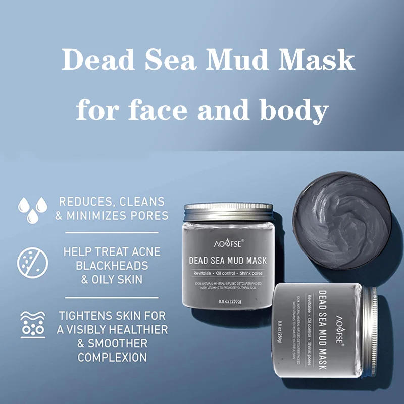 Men women oily skin pore minimizer deep cleansing face skin care and body mask dead sea mud mask