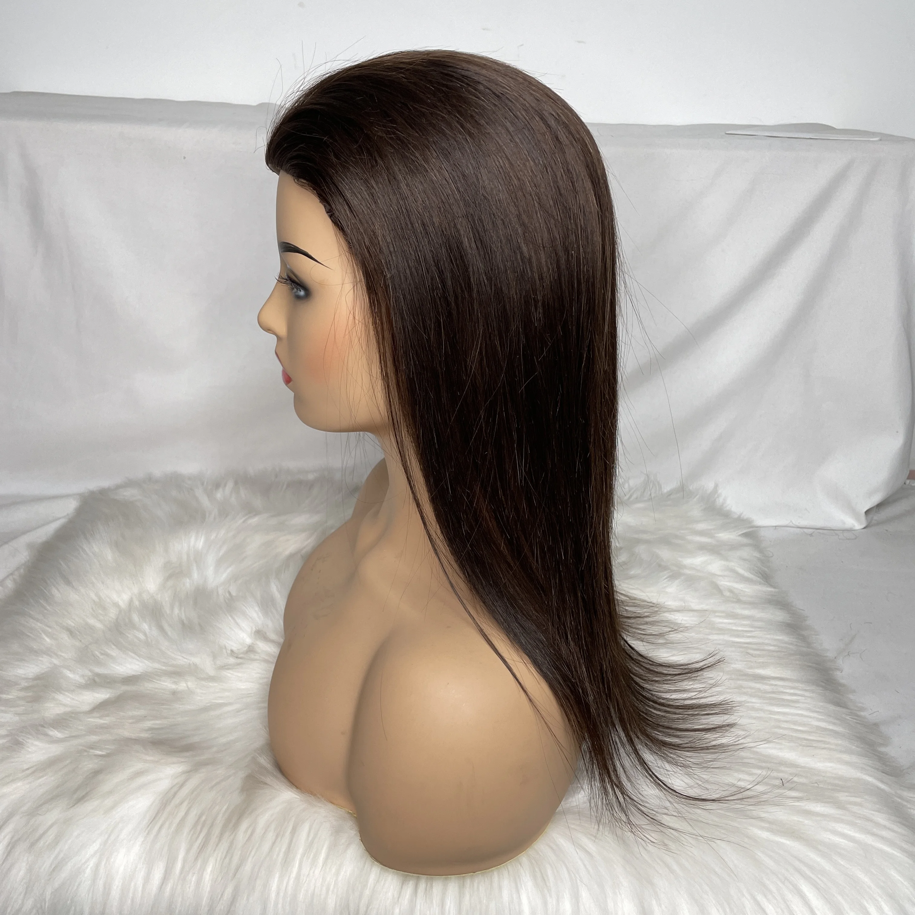 Mono lace Full Lace Wigs With Baby Hair Color Straight Human Hair  Glueless Brazilian Virgin Hair