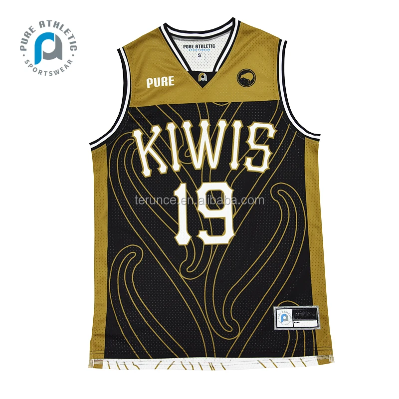 Pure 100% polyester  polynesian High Quality wholesale sublimation custom kiwis basketball shirts uniforms
