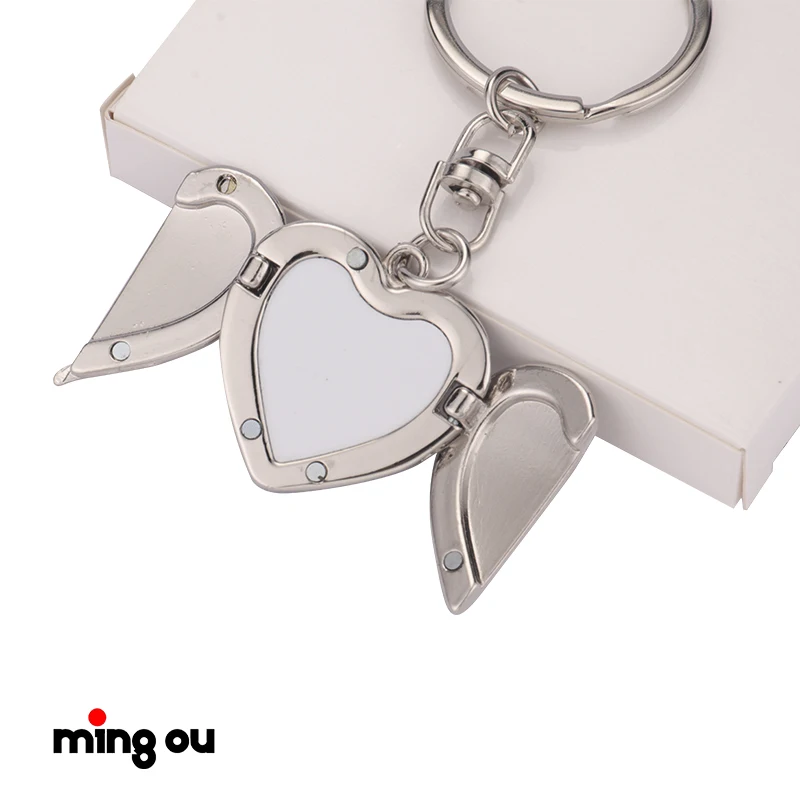 Love Magic Photo Locket keychain Memory Sublimation Angel wings locket keychain