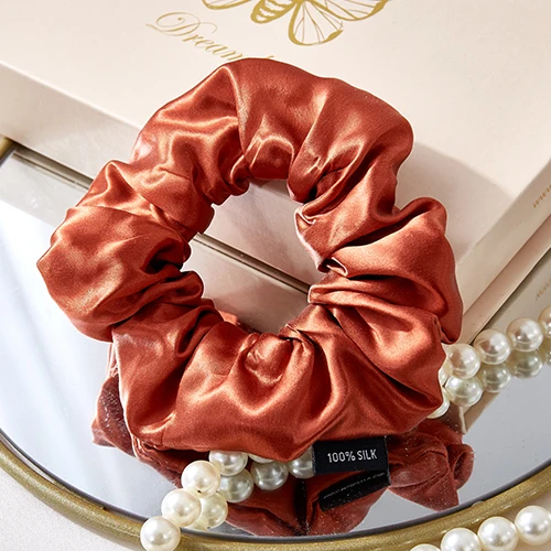 Mulberry 6Pcs/Set French Grace Wholesale For Advertising Promotion Activities Silk Hair Scrunchi With Branding