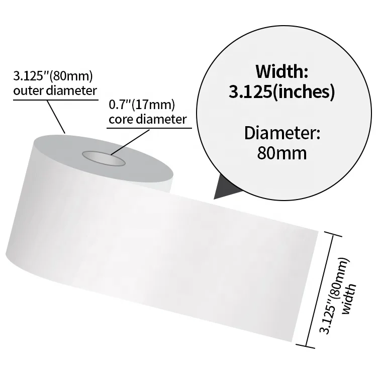 Тепловая квитанционная бумага лучшего качества рулон 80x80 для банкомата и pos-машины