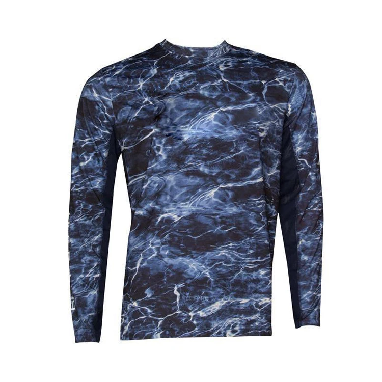 UPF 50 + влагоотводящие мужские рубашки с длинным рукавом из полиэстера и спандекса для рыбалки от солнца