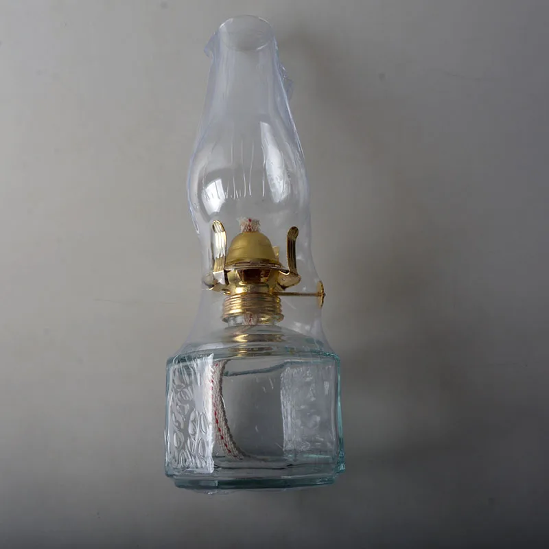 Handmade Vintage Large Glass Kerosene Oil Lamp Classic round Embossed Resin Lantern for Home Decor and Wedding Parties