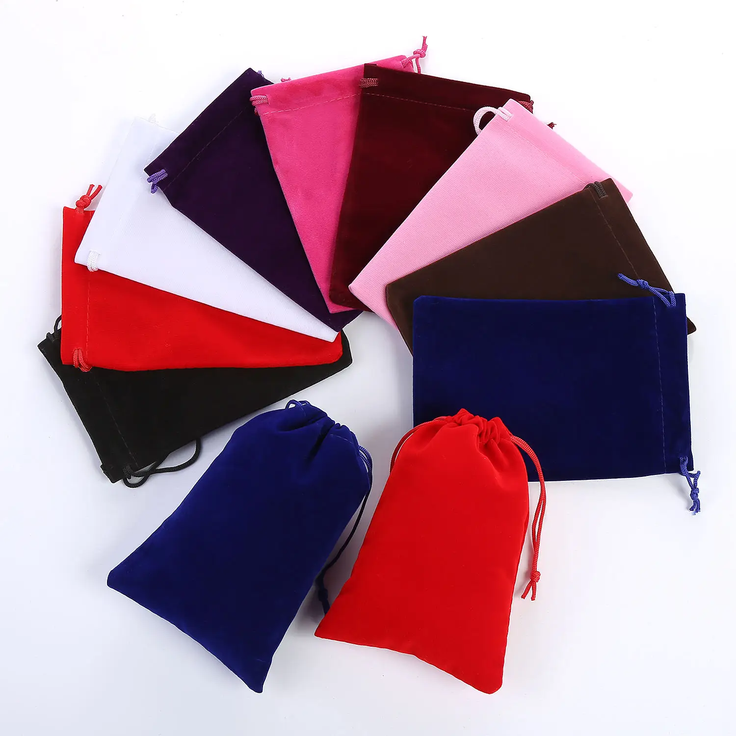 5*7CM Small Velvet Bags Customized Fabric Pink Pouches Bags For Watches Headset Drawstring Gift Bags Luxury