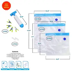 Sous Vide Bags 30 Reusable Vacuum Food Storage Bags Sous Vide Bag Kit 3 Sizes BPA Free (Premium)