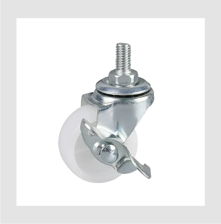 furniture caster wheel stem with side brake style PP caster wheel 1/1.25/1.5/2/2.5/3 inch plastic wheels for furniture