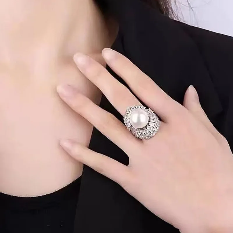 Newest Fashion Women Personality Adjustable High Grade Platinum Pearl Rings