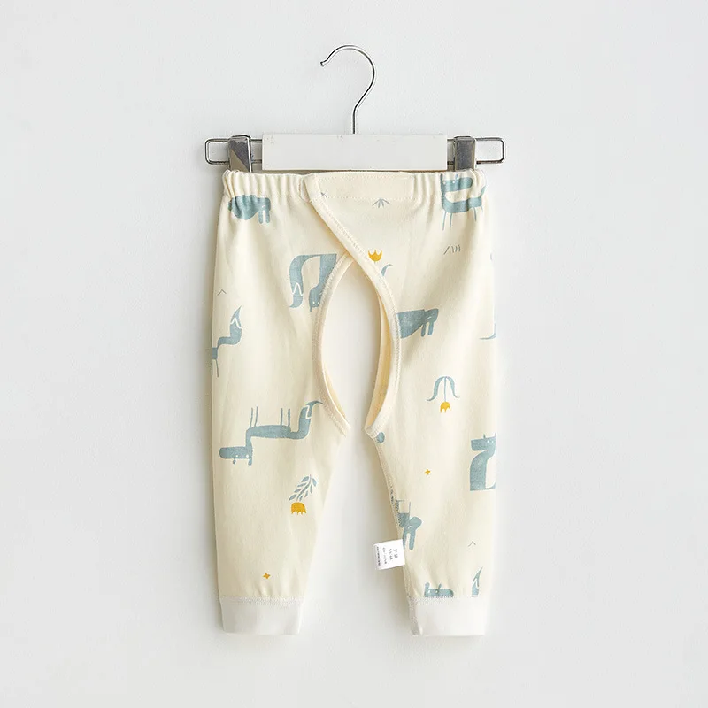 Newborn Boys Girls Trousers Spring And Autumn Velcro Infant Open Pants Cotton Baby Clothes