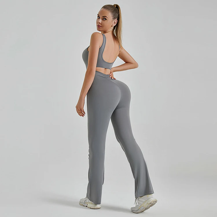 2024 Custom Fashion Breathable Playsuits Backless High Waist Seamless Bodysuits One Piece Yoga Clothes Jumpsuit for Women