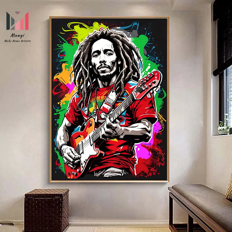 Celebrity Portrait Graffiti  Singer Rapper  Hip Hop And Band Print Canvas Painting Posters for Living Room Home Decoration