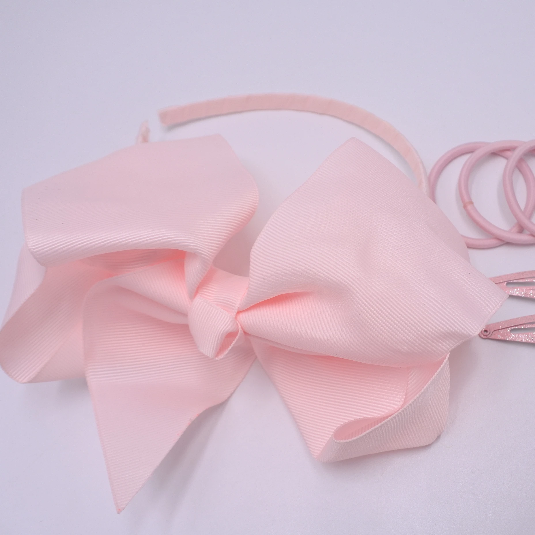 
6 color ways grosgrain bow headband pony holder hair clip sets for girls and women 