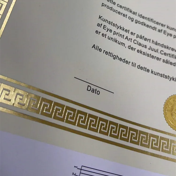 Пользовательская защитная бумага УФ невидимая чернильная печать сертификат диплома для университета