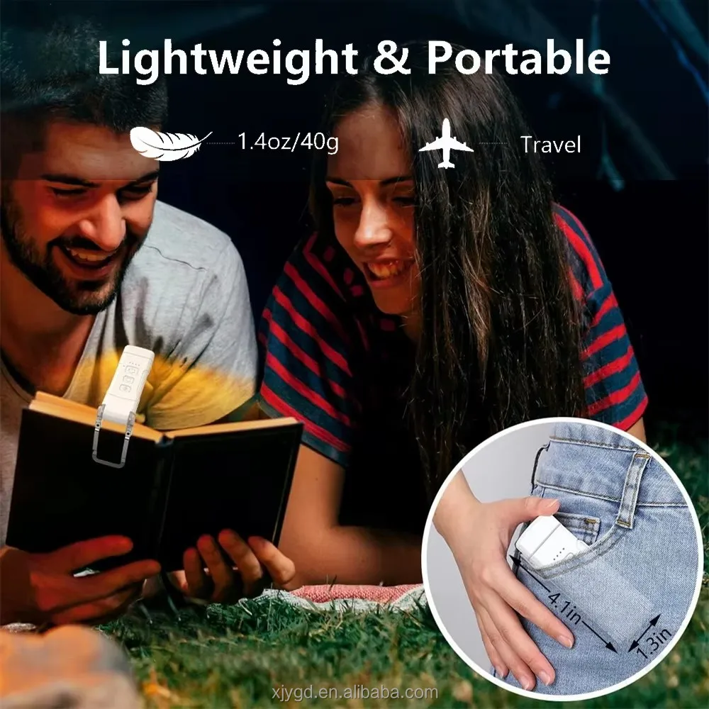 USB Rechargeable Book Lights with Auto-off Timer Battery Display Light for Night Reading Books Use