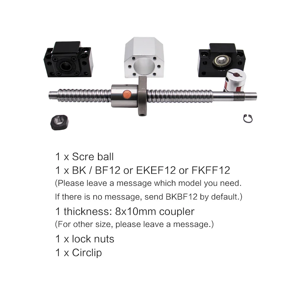 CNC Parts SFU1610 Ball Screw kit 200mm-400mm length with BK12 BF12 end support + coupler in high quality fast ship